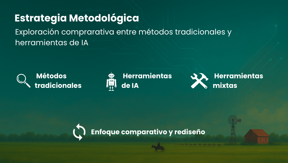 Método: combinación de heurísticas, analítica y prototipado con IA.