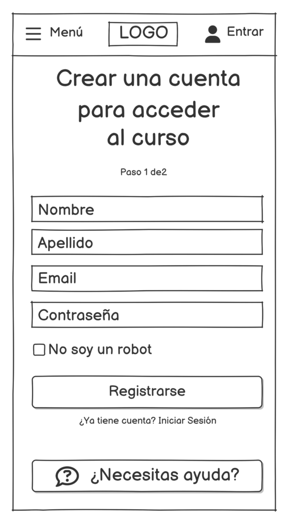 Low-fidelity Balsamiq wireframe of the signup screen.