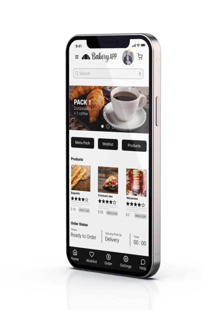 Early visual exploration of the Fancy Bakery mobile prototype in Figma.