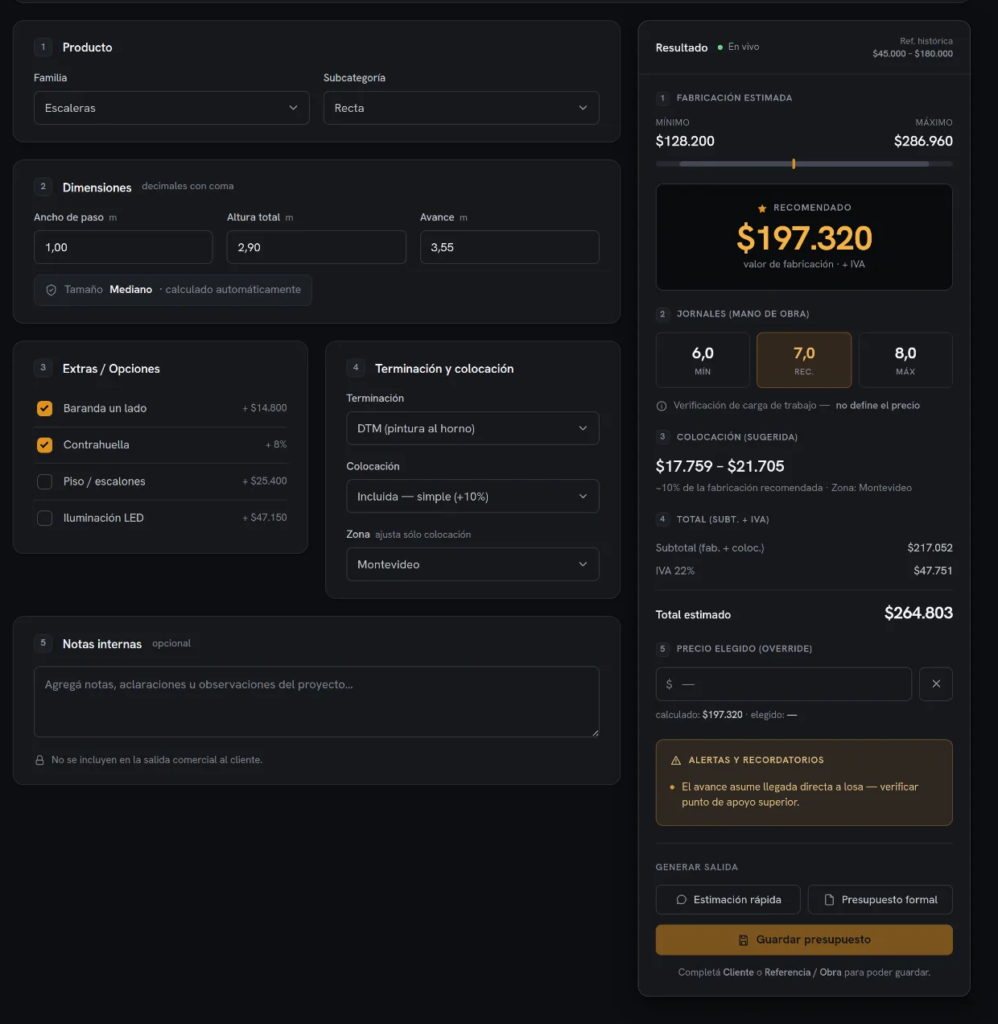 The documented desktop calculator from the Restimator UI kit, with personal data excluded